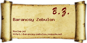 Barancsy Zebulon névjegykártya